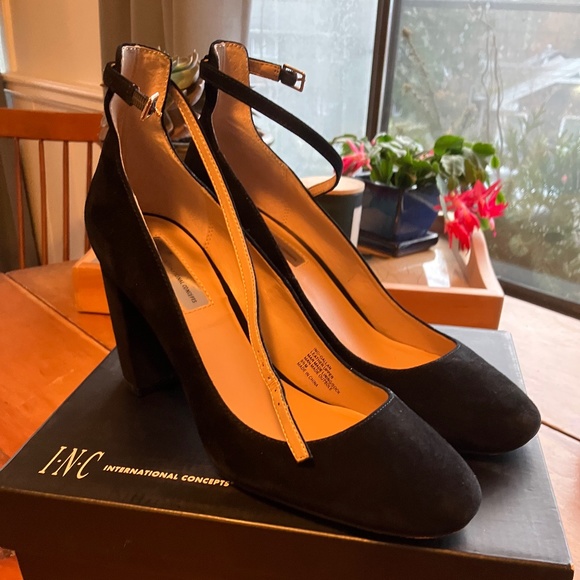 INC International Concepts Shoes - I.N.C. Gallan Black Ankle-Strap Pumps 10M